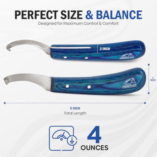 Equine Care Right-Handed Hoof Knife, J2 Stainless Steel, Farrier Tool | Right- or left-handed hoof knife for horses, goats, sheep and cattle; J2 stainless steel curved blade; 9 in overall