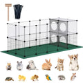 DINMO 36 Panels Bunny Playpen, Oxford Mat & Game Holes, Expandable Fence | 60.2"L x 24.8"W x 24.8"H, For Small Animal, Guinea Pig, Hamster, Ferret, Kitten Enclosure, Iron Mesh & Plastic Combination - style: Plastic and Metal Mesh Design