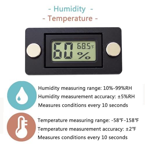 2 Pcs Magnetic Reptile Thermometer and Humidity Gauge Temperature and Humidity Monitor for Jumping Spider and Reptile Tank Mini Digital Hygrometer(Rectangular) - color: Rectangular