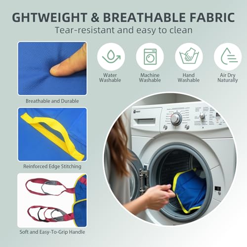 Full Body Patient Lift Sling Size S, Toileting Transfer Slings, Head and Back Support, Split Legs with Commode Opening, 5 Handles, 6 Straps, Lifting Sling Compatible with Various of Lifts - size: S