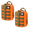 2-Pack First Aid Pouch 1000D Nylon Tactical Molle Medical Pouch Utility Pouch for Outdoor Activities Medical Supplies Bag Only - color: Orange