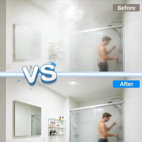 8 * 8" Bathroom Exhaust Fan with Led Lights, 125 CFM Whisper 1.0 sone, 8"x8" Opening, 9.3" Housing Ceiling Vent, Extractor for Ventilation, Garage, Basement, Kitchen - size: 8“ openning with Led