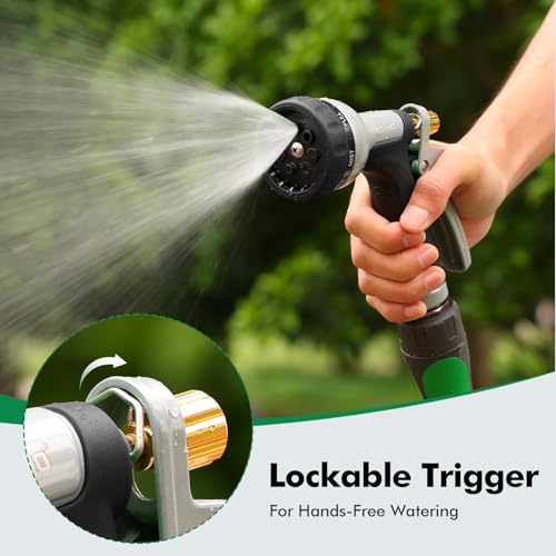 RESTMO Garden Hose Nozzle Heavy Duty, Rear Trigger Water Sprayer, Black | 7 Adjustable Spray Patterns, Durable Metal, Flow Control, Ideal for Plants & Lawns Watering, Cars & Pets Washing - color: Black