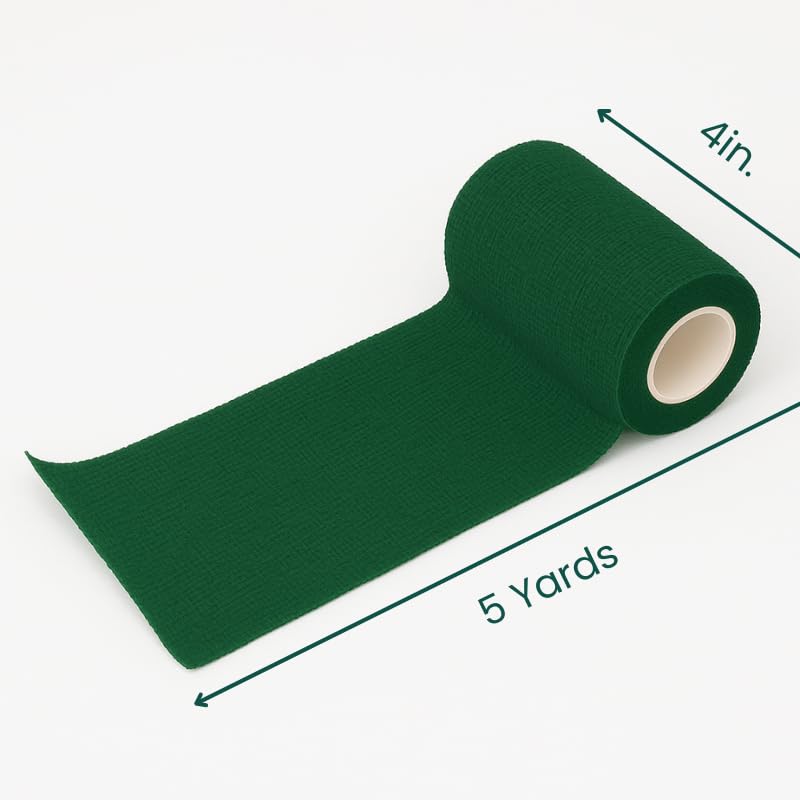 4" Cohesive Flexible Bandage Wrap – Green - 8 Pack | Self-Adherent Vet Tape for Animal Use | Breathable, Easy Tear, No Clips Required | Ideal for Horses, Dogs, Livestock, Pets - color: Green