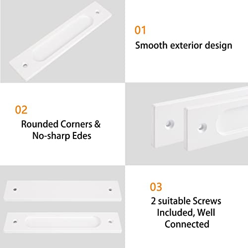 MOROBOR 180MM Rectangual Recessed Sliding Door Pulls, 2pcs Warm White Flush Pull Aluminum Alloy Closet Doors Finger Pulls with Mounting Screws for Sliding Barn Door - color: Warm White