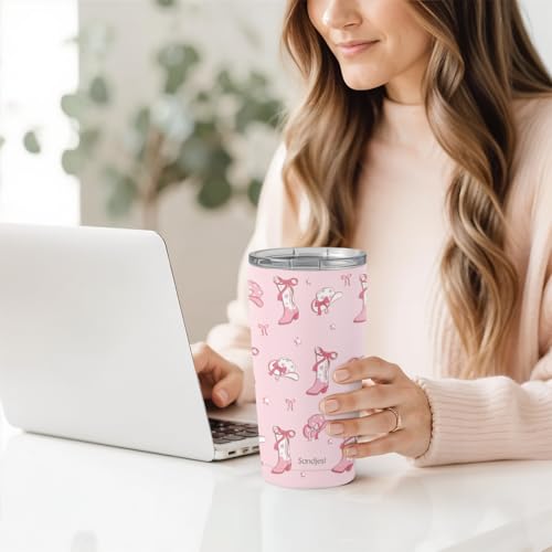SANDJEST Cowgirl Tumbler 20oz, Stainless Steel Travel Cup with Lid, Insulated Coffee Mug, Cowgirl Gifts for Women Girls Friends Sisters on Birthday Christmas (Pink) - color: Cowgirl 1