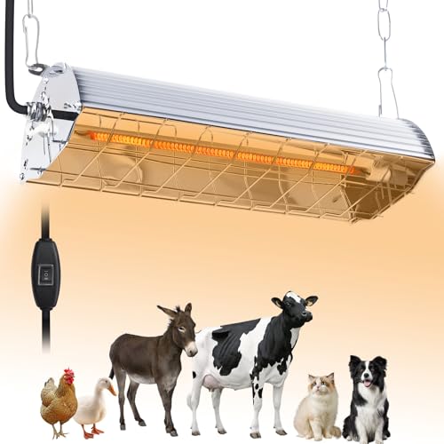 Fanspex 600W Hanging Heater for Poultry Chicken Coop Pet House Livestock Greenhouse, 2 Heating Mode with Adjust Height, 3S Fast Heating