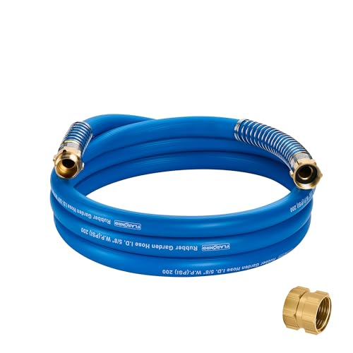 5/8 IN. × 10FT. Heavy Duty Rubber Garden Hose, High Flow 5/8" I.D. Brass Fitting No Memory Durable Heavy Duty Water Hose Leader Hose for Watering, Irrigation, Water Transfer Pump - color: Blue, size: 10FT