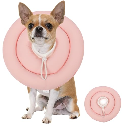 Soft Dog Cones, Recovery Dog Donut Collar After Surgery-Cone of Shame Alternative, Pet Elizabethan E-Collar Anti-Bite Lick Wound Healing Adjustable for Small Large Medium Dogs, M - color: pink, size: M-8lbs