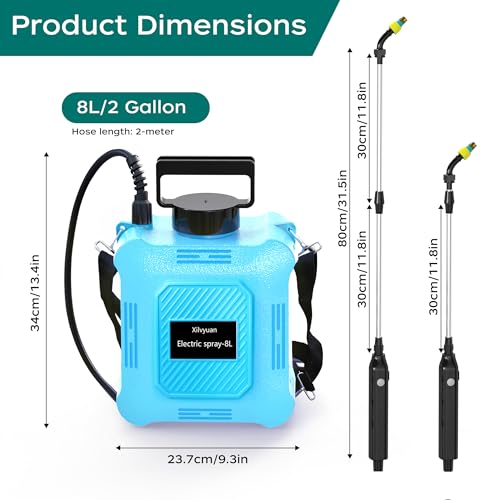 Battery Powered Sprayer 2 Gallon Garden Sprayer, Advance Electric Sprayer with 2 Adjustable Speed, 6 Mist Nozzles, USB Rechargeable with for Yard Lawn Garden (Sprayer-2 Gallon) - color: Sprayer-2 Gallon