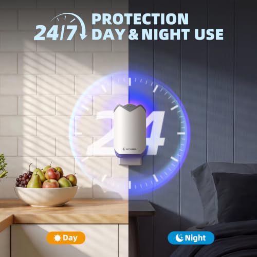Nymrix Flying Insect Trap, Plug-in Indoor Fly Trap for Fruit Flies & Gnats | 24/7 Blue Light Trap for House Flies & Mosquitoes, Works in Kitchens & Near Plants, Safe for Kids & Pets, 1 Base + 3 Refills