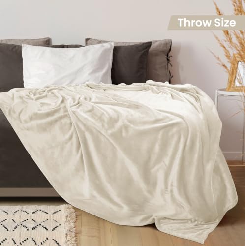 Utopia Bedding Ultra Soft Fleece Bed Blanket Throw Size Linen (50x60 Inch) | Microfiber Plush Warm Lightweight Breathable Cozy Blanket Anti-Static, All Season Use, Gift for Women and Men - color: Linen, size: Throw (50x60 Inch)