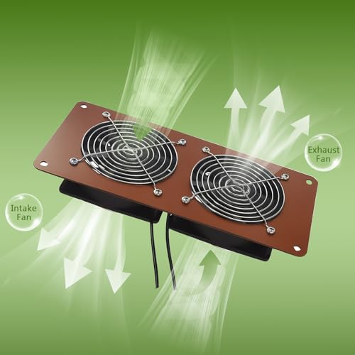 Zivif Solar Powered 2 Fan Kit for Chicken Coop, Greenhouse, Shed | 20W Solar Panel, Intake and Exhaust Ventilation, IP67 Waterproof, 360° Adjustable Mount, 8.8ft Cable