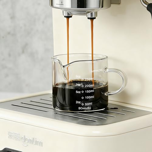 BCnmviku Espresso Cup Measuring Cup Triple Pitcher Milk Cup 250ML/8.5OZ Espresso Cups with Handle Shot Glass with V-Shaped Mouth Clear Accessories Milk Frothing Pitcher (1)