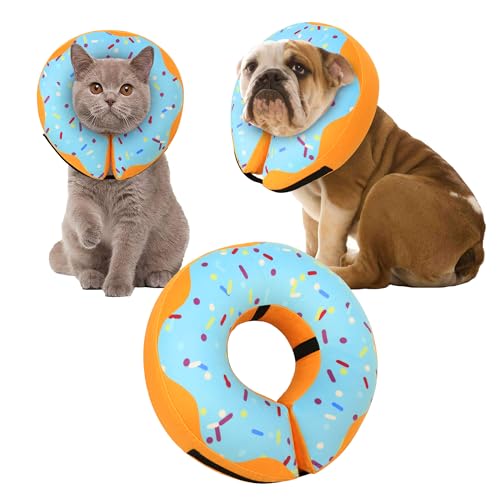 Recovery Donut Collar for Dogs & Cat,Inflatable Dog Cone Collar Alternative After Surgery,Soft Cone for Large Medium Small Dog,Adjustable Pet Neck Donut(Blue,X-Large) - color: Blue, size: XL（neck 18"-23"）