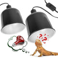 2 Pack Reptile Dome Lamp Cover Light Shade, 7.5 Inch Deep Reptile Dome Light Fixture, Aluminum for Reptile Terrarium with Ceramic Socket and Individual Switch (Bulbs Not Included)
