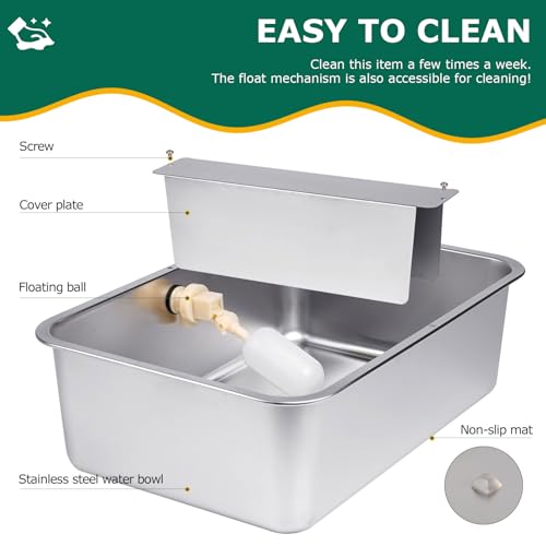 6 Gallon Automatic Dog Water Bowl Dispenser Outdoor Dog Waterer | Stainless Steel Outside Extra Large Self Filling Auto Water Bowl for Dogs Cats Pets Livestock Chicken