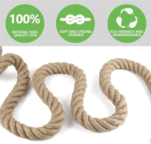 Twisted Manila Rope 1-1/2 in x 200 ft Natural Jute Rope Thick Hemp Ropes for Railing Docks Tug of War Decorating Crafts Nautical Landscaping Swing Hammock - size: 1-1/2inch x 200feet