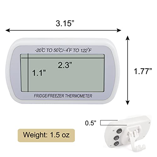 AEVETE 2 Pack Waterproof Digital Refrigerator Thermometer Large LCD, Freezer Room Thermometer with Magnetic Back, No Frills Easy to Read | Fridge freezer room thermometer with magnetic Back, no Frills easy to read