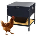 All Metal Chicken Feeding with Waterproof Lid and Handle，Adjustable 80 lbs Large Capacity No Waste Portable Automatic Chicken Feeder,for Chickens and Duck Poultry and Other Birds
