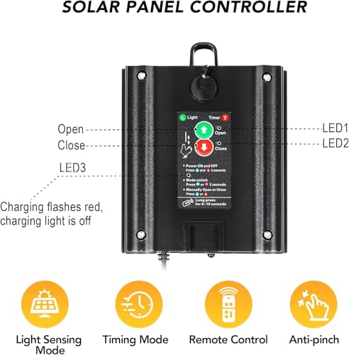 Chicken Coop Door Solar Panel, 2W 5V Solar Panel Battery Powered with Controller for Automatic Chicken Coop Door