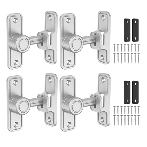 Barn Door Lock 2.4" 90/180 Flip Gate Latch, Silver 4-Pack | Heavy Duty Zinc Alloy Sliding & Swing Door Latch for Barn, Gate, Fence, Shed - color: Silver-4 Pcs