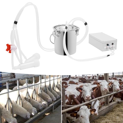 Pulsation Milking Machine for Cows and Goats, 3L Electric Cow Milker Milking Machine with Stainless Steel Bucket, Speed Adjustable Pulsating Vacuum Pump (3L) - size: 3L