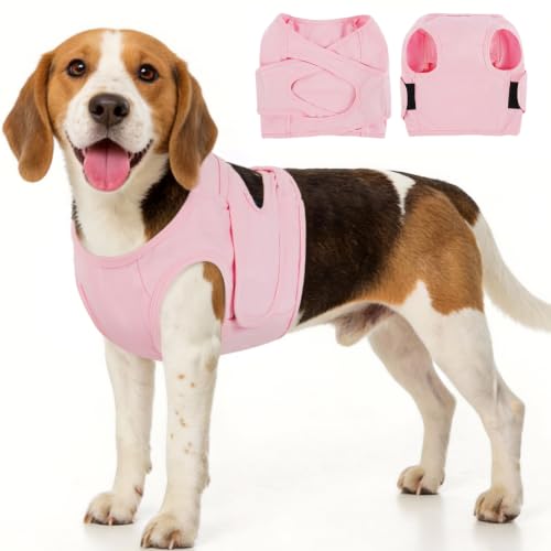 BRKURLEG Dog Chest Recovery Suit After Surgery, Pink L | Dog Chest & shoulder Wound Cover, Breathable & Soft Anti-Licking Wound Vest, Not for Spay/Neuter Surgeries, Cone Alternative - color: Pink, size: Large