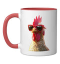 Chicken Hen Female Chick Farm Cluck Farmer Cute Chickens Ceramic Mug, Red/White, 11oz - color: Red/White, size: 11 Ounces