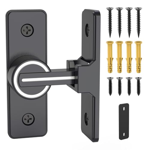 90 Degree Barn Door Lock, Heavy Duty Locks, Luminous Black | Flip Sliding Gate Latches for Garden, Bathroom, Garage & Sliding Doors - size: 1 Pack Luminous Black