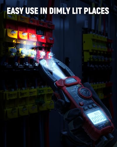 KAIWEETS Inrush Digital Clamp Meter 1000A with Backlit; Multimeter TRMS 6000 Counts, Amp Voltage Tester with VFD, LOZ Mode; Measures AC/DC Current Voltage Temperature Resistance NCV - Upgraded Screen - size: HT208F