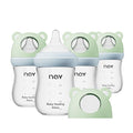 yanyoyo Natural Glass Baby Bottle for Breastfeeding Babies, 5.4oz Anti-Colic Baby Bottle with Natural Response Nipple(S), Clear, Wide Neck, 4 Pack, 1 Months+ - color: Green, size: 5.4 Ounce (Pack of 4)