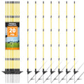 48In/4FT Fiberglass Step-in Electric Fence Posts | 5 Clips, Holds Wire, Poly Tape, and Poly Rope, Livestock Control | Lightweight, Anti-Rotation