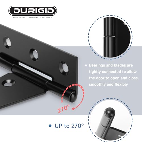 2 Pack 4 Inch T Hinge, Hinges for Wood, Gate Hinge, Gate Hardware, Fence Hinges for Outdoor Gates, Wooden Box, Cabinet, Ideal Outdoor Useage - size: 4 Inch