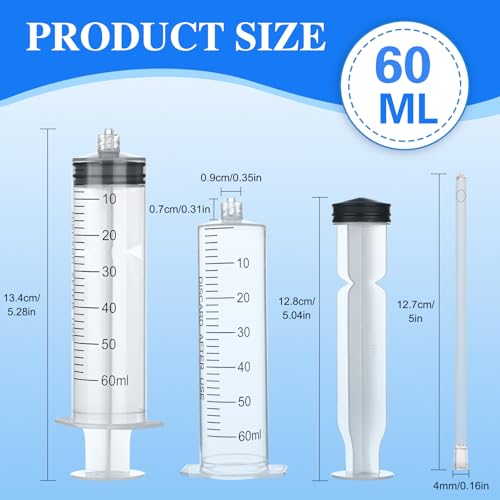 30 Pack 60ml Luer Lock Syringe - Syringes for Liquid with Soft Tube | Individually Pcakaged，Scientific Labs and Measuring, Refilling Inks - style: 60ml - 4.0mm Tube