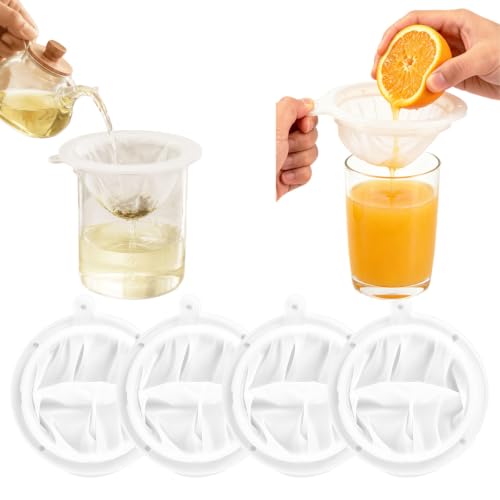 4 Pcs 200 Mesh Food Filter Strainer, Reusable Plastic Sieve Fine, 5 Inch Nylon Strainer for Filtering Yogurt, Juice, and Milk