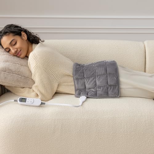 Berkshire Blanket Weighted Heating Pad - 18"x33" Electric Heat Wrap with 10 Heat Settings & Auto Shut Off - Soothing Heat Wrap for Back, Neck, Shoulders, Legs, Abdomen - Machine Washable & Portable - color: Nimbus Grey, size: 18" x 33"
