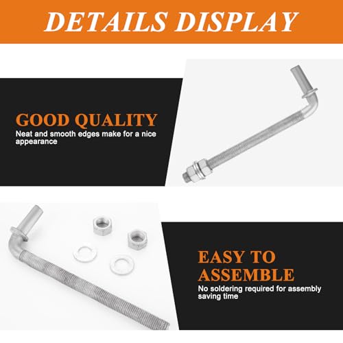 LANIAKEA 4PCS 8" J Bolt Gate Hinge J-Bolt Chain Link Fence Gate Hinge Heavy Duty Threaded Hinges for Cattle Corral Panels - size: 8in