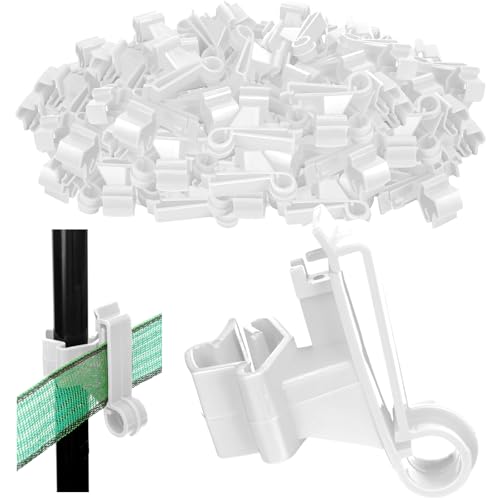 200 Pcs T-Post Poly Tape Insulator Large Snap T-Post Holding Electric Fence Insulator for Farm Fence (White) - color: White