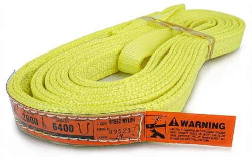 DD Sling 1 Inch x 14 Foot Nylon Lifting Sling – USA Made, 3,200 lb Vertical, 2,600 lb Choker, 6,400 lb Basket – 2-Ply Heavy Duty 900 Webbing, Type 4 Twisted Eye & Eye Rigging Sling - size: 1 in x 14 ft