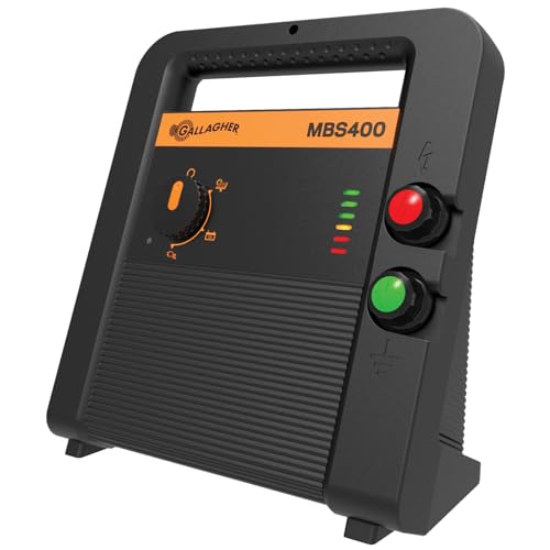 Gallagher MBS400 Multi-Power Fence Energizer | 4 Joule Electric Fence Charger for Livestock & Pasture Fencing | 110V Plug-in Battery or Solar Compatible | Powers Up to 60 Miles