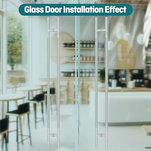 Ranbo 60" Knurled Door Pull Handle, 48"(1219mm) CTC, Polished Chrome | Heavy Duty 1.5mm 304 Stainless Steel, Back to Back Pull Handles for Interior/Front /Barn/Commercial/Entrances, Enhanced Grip - size: 60 Inch