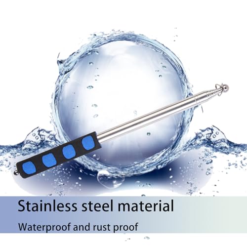 8.2ft Telescopic Flag Pole,Stainless Steel Handheld Portable Extendable Retractable Flagpole with Anti-Slip Grip,Clips,Whistle,Collapsible Telescoping Flag Pole Pointer for Tour Guide,Festival (Blue) - color: 8.2ft blue and black