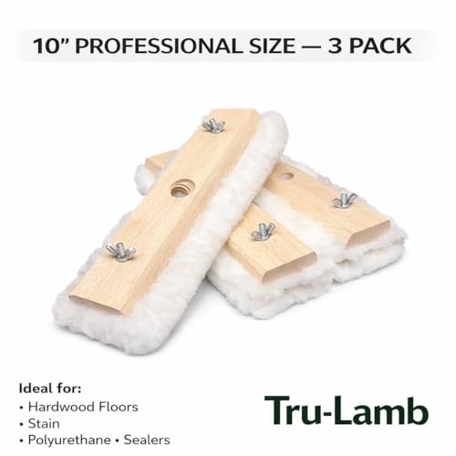 Tru-Lamb -10" Lambskin Floor Applicators 3 Pack. 100% Natural Lambswool Applicator for Polyurethane, Stain, Wax & Floor Finish – Professional Lint-Free Applicator for Hardwood Floors (10" - 3 Pack) - style: 10" Applicator 3 Pack