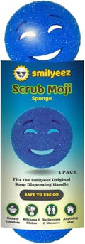 The Original Scrub Moji Scrubbing Sponge by Smilyeez (Set of 3) - Blue - Temperature-Responsive Polymer Foam, Stain and Odor Resistant, Ideal for Kitchen and Bathroom Cleaning - color: Blue
