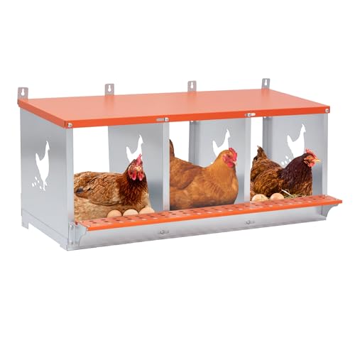 3 Compartment Galvanized Steel Nesting Box Wall Mount | Galvanized Steel Rustproof & Weather Resistant|Vented Design Keeps Interior Dry & Odor Free|Tool-Free Assembly - size: 31.8"L x 17.0"W x 15.0"H