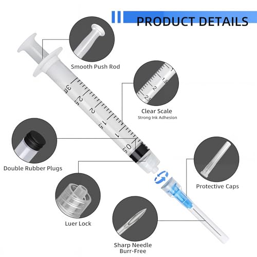 20 Pack 3ml Syringes with 23G 1 Inch, Disposable Luer Lock Syringe Individually Sterile Packed for Scientific Lab, Liquid Measuring and Dispensing - size: 3ML-23G-1IN