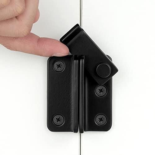 2 Set Black Flip Latches with Padlock Hole，2.36”x2.12”Slide Bolt Latch_R | Stainless Steel Sliding Barn Door Lock ,for bedroom,drawer,Wine Cabinet,cabinet,garage,window,pet enclosures - color: Black Right Open_2 Pack