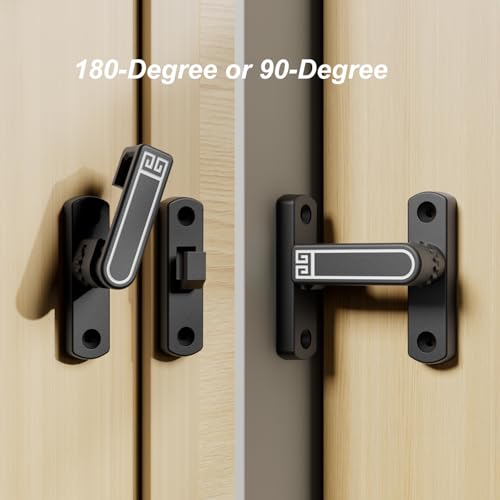 Height-Adjustable Flip Latch Lock 90/180 Degree Sliding/Swinging Door Lock Latch Bolt for Barn Garage Garden Fence Gate Shed Window Cabinet Patio Screen French Door Upgraded (Black) - color: Black