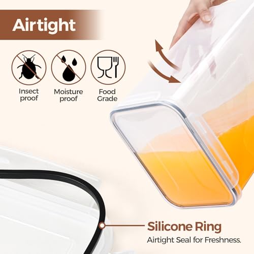 ComSaf Airtight Rice Storage Container with Lid 10Qt 2Pack, Large Capacity | 9.5L Plastic Food Canister, Rice Sugar Flour Cereal Oats Pasta, Pantry Kitchen Cabinet, Label, Scoop, Rice Washer, BPA-free - size: 10Qt-Rectangle